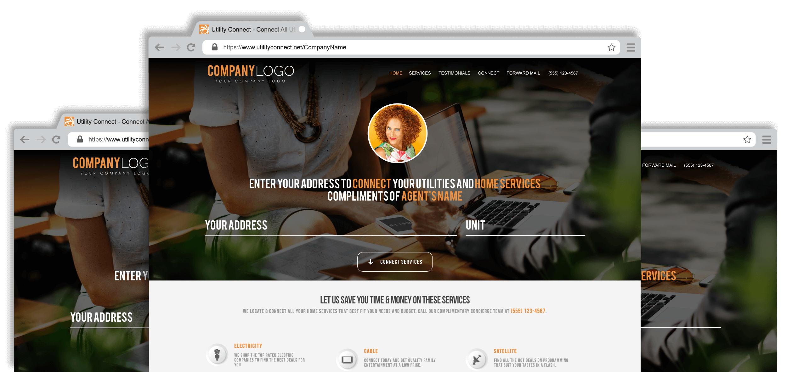 Utility Connect branded microsite features for Brokers & Agents